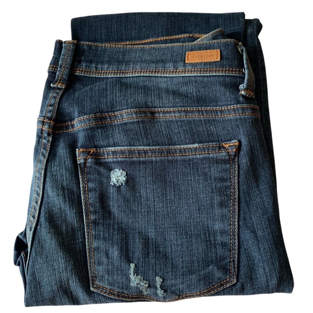 Sneak Peek Sexy Distressed Boyfriend Dark Denim Blue Jeans Size 5 Junior’s